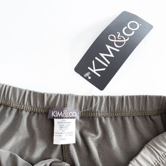 NWT Kim & Co Womens Elastic Waistband Pull On Wide-Leg Pants Khaki Size Small - Picture 3 of 7